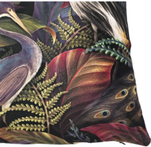 Kudde med häger-, bladv- och påfågelfjäderdesign