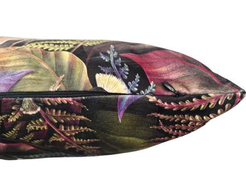 Prydnadskudde med växtmönster och dragkedja