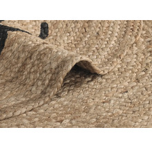 Närbild av en matta gjord av jute med ett mönster