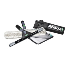 Unger ErgoTec Ninja fönsterrengöringsset med skrapa, tvättare, mikrofiberöverdrag och förvaringslåda