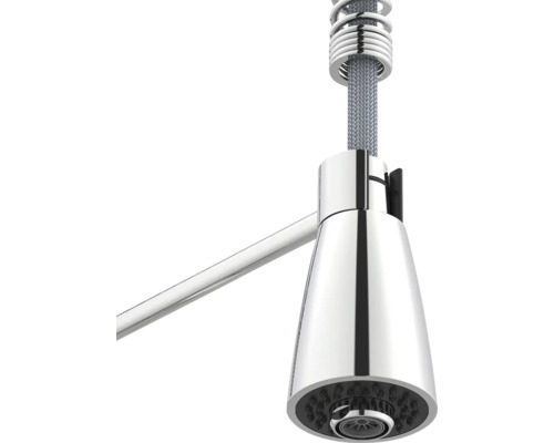 Diskho blandare med spraymunstycke och spiralfjäder
