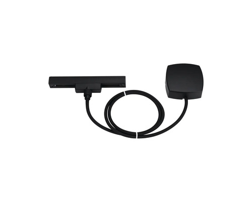 Svart skensystemtillbehör med kopplingsdosa och tillförselledning