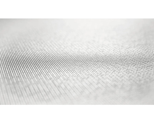 Närbild av en vit textiltapet med en fin, ribbad struktur.