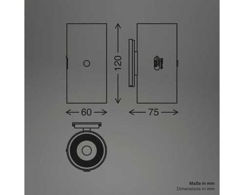 Teknisk ritning av en dörrstopp med mått i millimeter