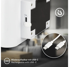 Produkt med USB-C-port för laddning och magnetisk fastsättning.