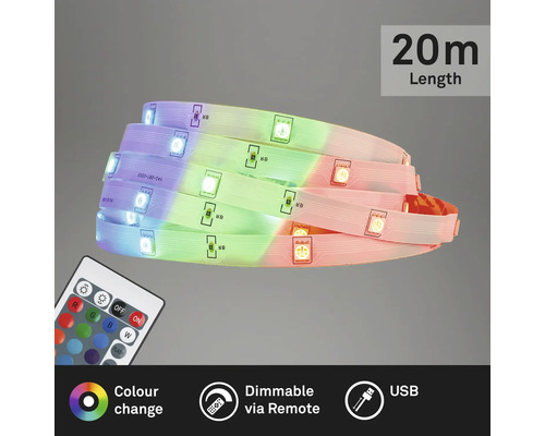 20 meter lång LED-strip med färgbyte, dimbar via fjärrkontroll och USB-anslutning
