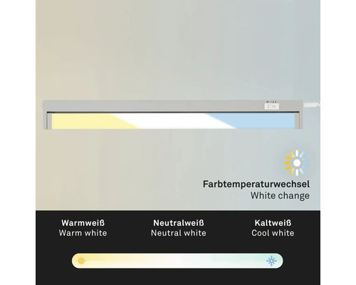 Armatur med färgtemperatursförändring för varmvitt, neutralvitt och kallvitt ljus