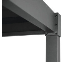 Detaljvy av ett grått terrasstak med aluminiumram