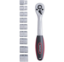 Spärrnyckelsats med olika hylsnyckelinsatser