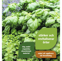 Örtplantor med inskriptionen stärker och vitaliserar örter