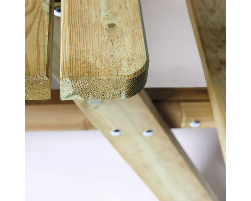 Detaljvy av träkonstruktion med skruvar