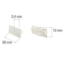 Täcklock i plast, 60 mm bred, 0,4 mm tjock och 10 mm hög