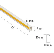 Installationskanal, två meter lång, mått tio gånger 15 millimeter