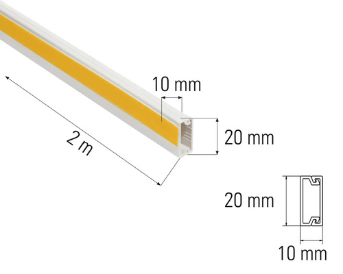 Plastprofilremsa, 2 meter lång, med måttangivelser