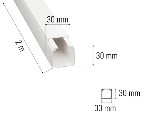 Kabelkanal, två meter lång, 30 millimeter bred
