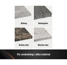 Betong, betongsten, bruten sten och ljus marmor för användning i olika material.