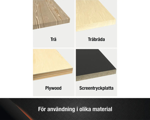 Olika trämaterial: trä, bräda, plywood, screentryckplatta