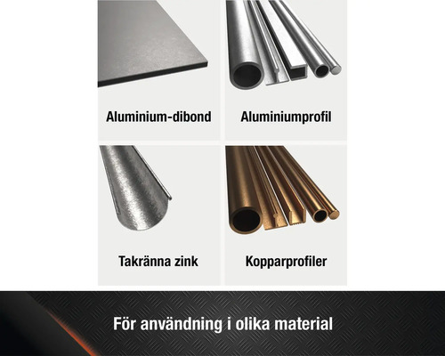Produktöversikt: aluminiumdibond, aluminiumprofil, takränna zink, kopparprofiler