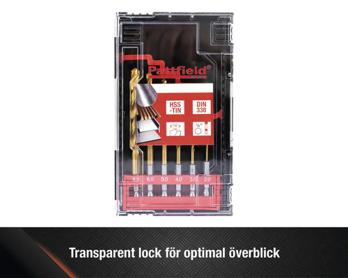 Pattfield HSS TIN spiralborrsats, 6 delar i väska