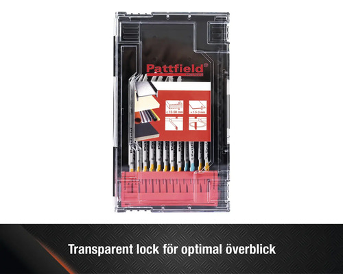 Pattfield pluggsökare set i transparent förvaringslåda