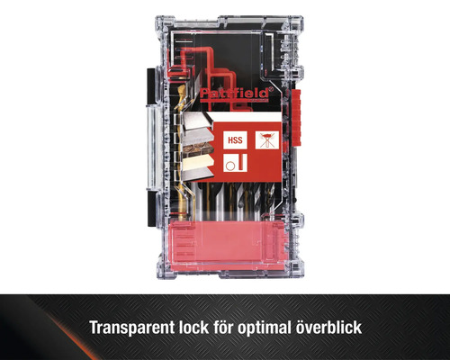Patfield borrset i genomskinlig förvaringslåda