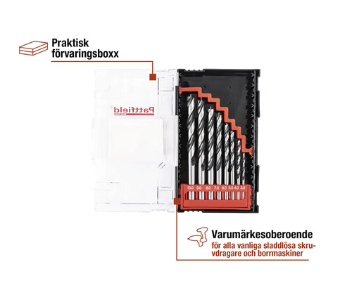 Borrsats i förvaringslåda