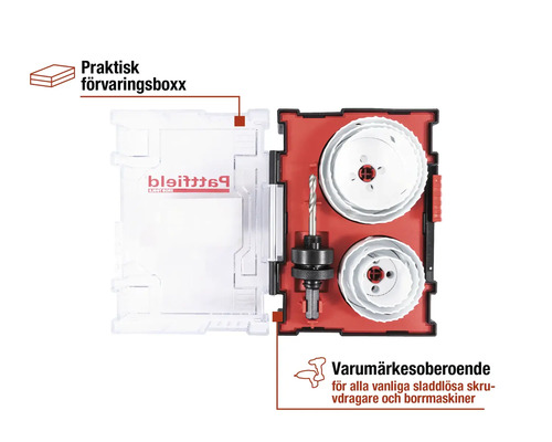 Hålsågsats med borr och praktisk förvaringsbox