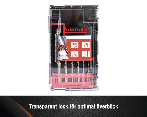 Pattfield borrsats med HSS-CO spiralborrar enligt DIN 338