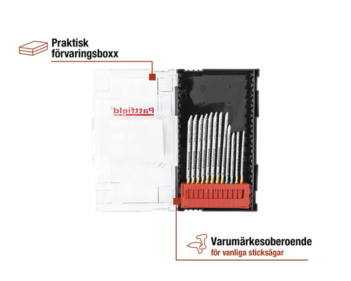 Sticksågblad i förvaringsbox