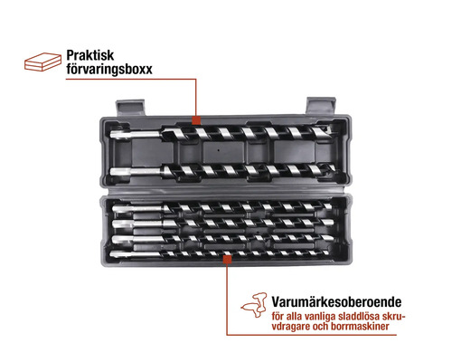 Träborrsats i förvaringslåda för borrmaskiner