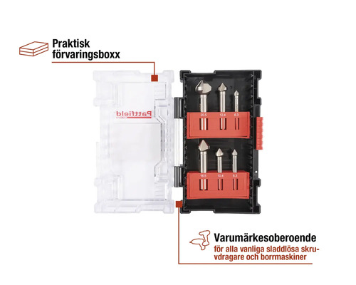 Stegborrsats i förvaringslåda