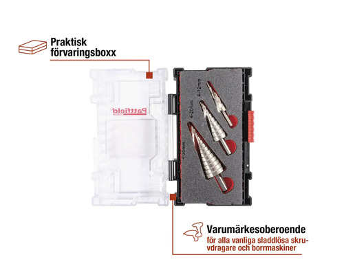 Stegborrsats med förvaringslåda