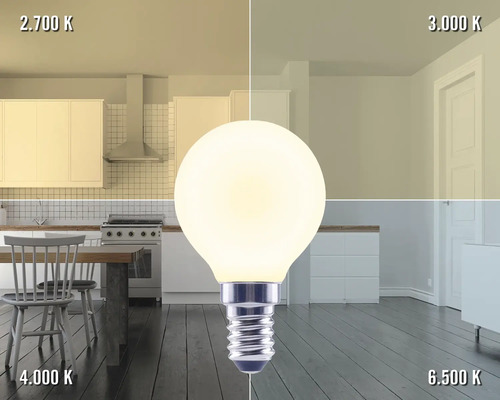 Jämförelse av olika färgtemperaturer med en LED-lampa i bostadsutrymmen