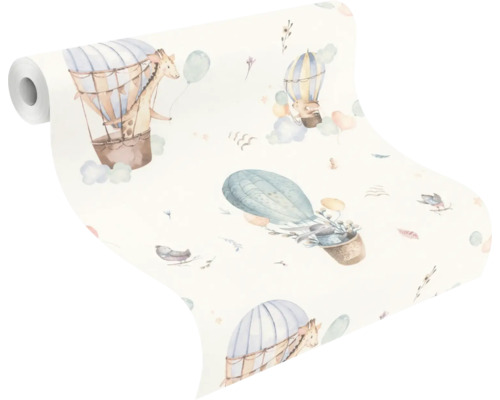 Tapetrulle med luftballong och djurmönster