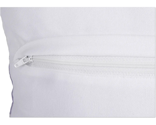 Detaljvy av ett vitt örngott med dragkedja