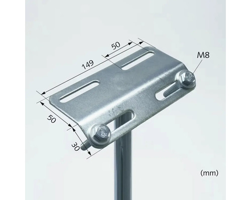 Metallvinkel med mått och fästskruvar