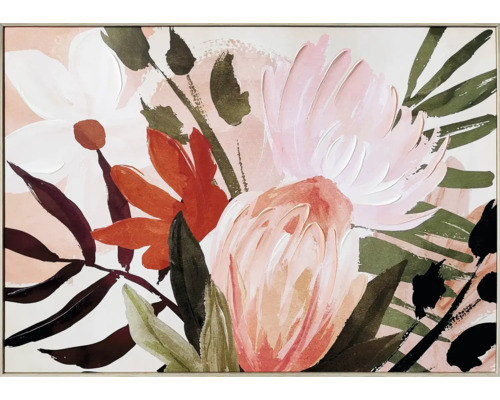 Målning med blommotiv på duk