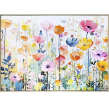 Målning med blommotiv i ram