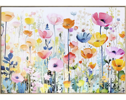 Målning med blommotiv i ram