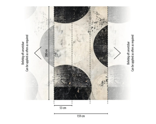 Tapet med cirkelmönster och måttangivelser
