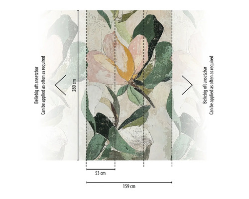 Fototapet med blommönster och måttangivelser