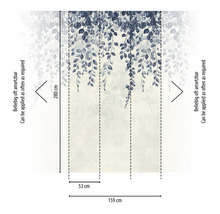 Fototapet med bladmönster och måttangivelser