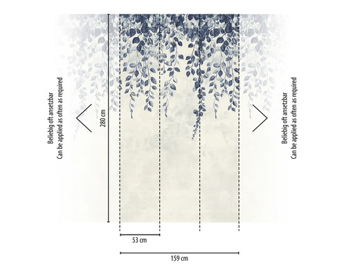 Fototapet med bladmönster och måttangivelser