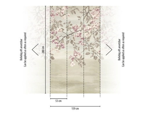 Mått på en fototapet med blommönster
