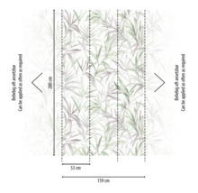 Bild av en tapet med bladmönster och storleksinformation