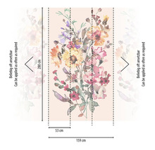 Fototapet med blommönster och storleksinformation