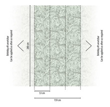 Tapet med tropiskt bladmönster och mått