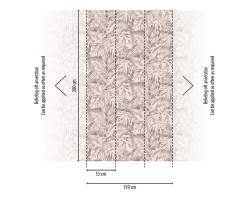 Tapet med bladmönster och måttangivelser