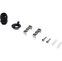 Tillbehör för lampmontage, inklusive kabelförskruvning, monteringsklämmor, skruvar och pluggar