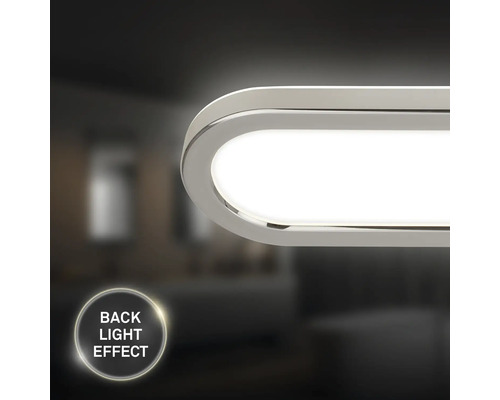 Närbild av en LED-taklampa med bakgrundsbelysning.